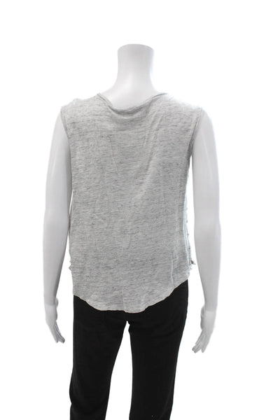 Generation Love Women Basic Linen Sleeveless Tank Gray Round Neck Size S
