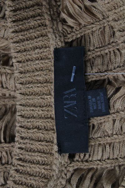 Zara Unisex Bohemian Sleeveless Crew Neck Pullover Sweater Brown Size M