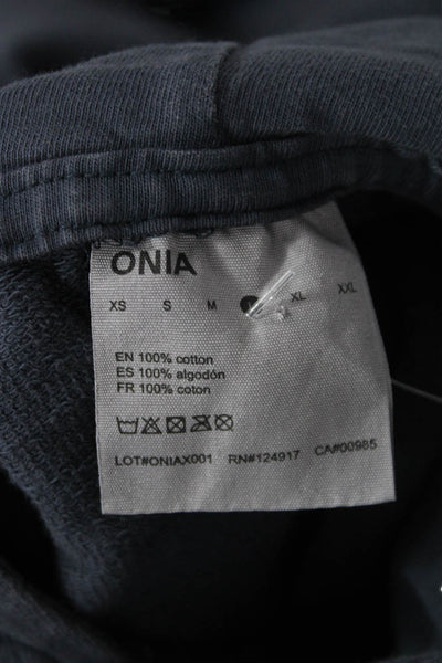 ONIA Unisex Pullover Hoodie Dark Blue 100% Cotton Long Sleeve Size L