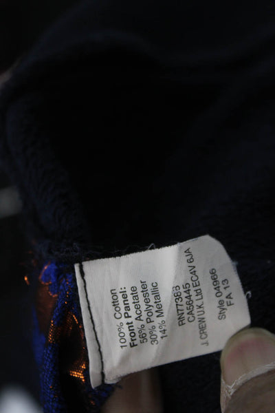 J Crew Womens Pullover Sweatshirt Dark Blue Floral Cotton Size S