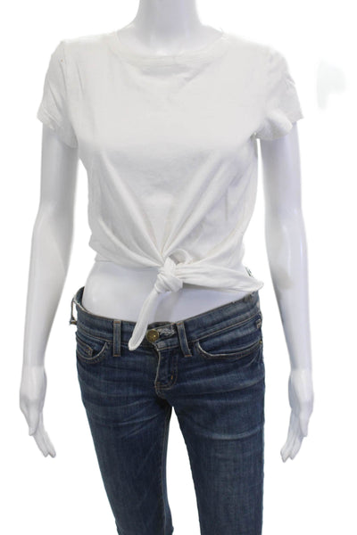 Intermix Women Cropped Cotton Crew Neck Short Sleeve T-Shirt White Size PP