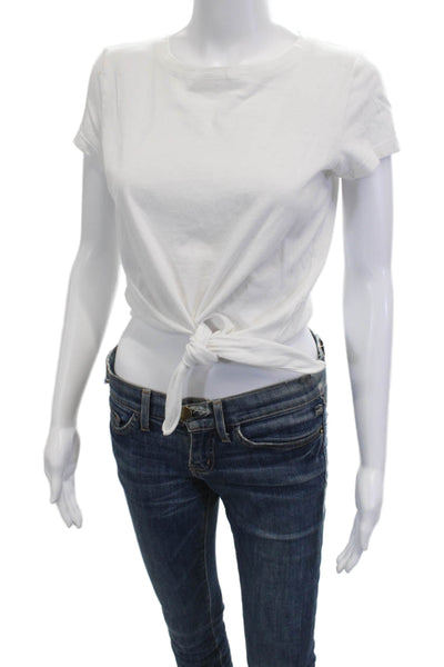 Intermix Women Cropped Cotton Crew Neck Short Sleeve T-Shirt White Size PP