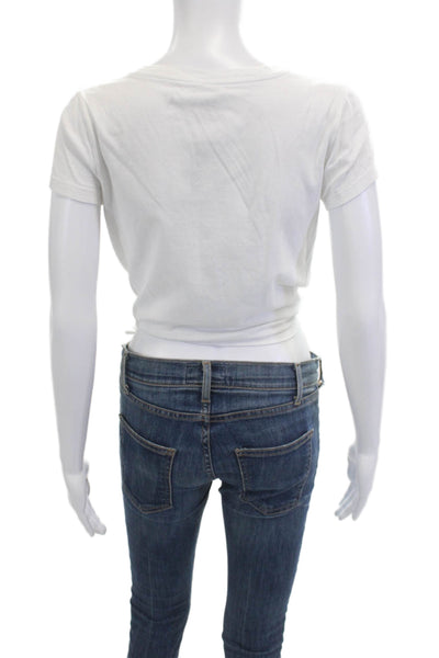 Intermix Women Cropped Cotton Crew Neck Short Sleeve T-Shirt White Size PP