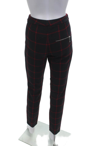 Zara Woman Womens Cropped Ankle Pants Dark Blue Plaid Polyester Zip Size S