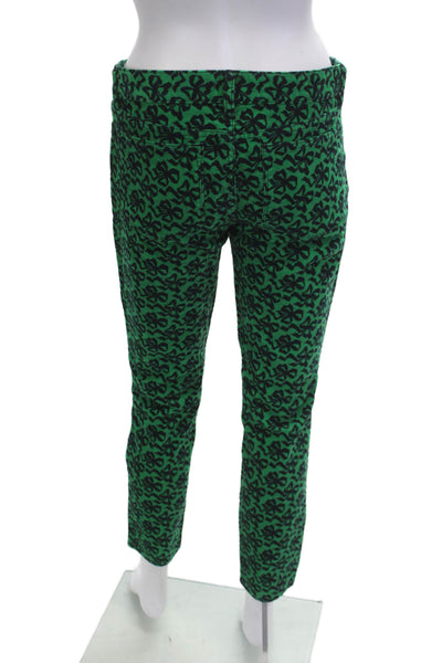 J Crew Women Ankle Cropped Green Pants Button 99% Cotton Size 27
