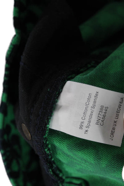 J Crew Women Ankle Cropped Green Pants Button 99% Cotton Size 27