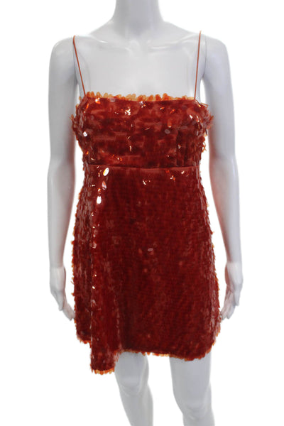 Zara Woman Womens Mini Slip Dress Orange Square Neck Zip Size S