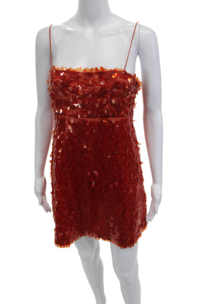 Zara Woman Womens Mini Slip Dress Orange Square Neck Zip Size S