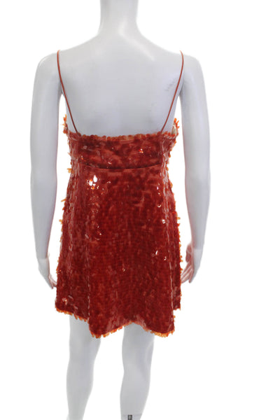 Zara Woman Womens Mini Slip Dress Orange Square Neck Zip Size S