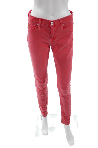Hudson Womens Jeggings Red High Rise Button Size 26