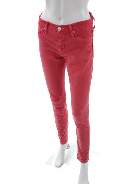 Hudson Womens Jeggings Red High Rise Button Size 26