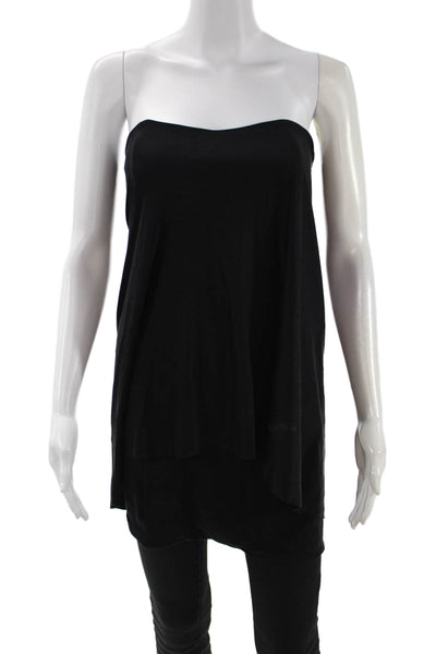 Laila Azhar Womens Silk Black Sleeveless Zip Blouse Solid Designer Size XS