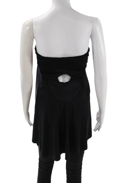 Laila Azhar Womens Silk Black Sleeveless Zip Blouse Solid Designer Size XS