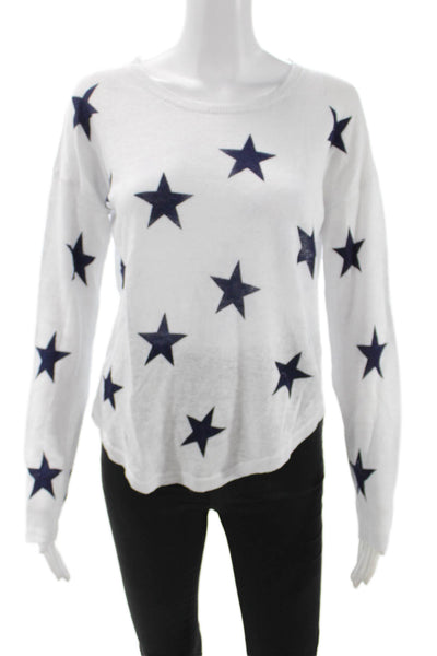 Rails Unisex Pullover Sweater White 100% Linen Round Neck Long Sleeve Size S