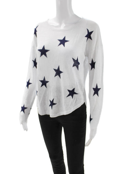 Rails Unisex Pullover Sweater White 100% Linen Round Neck Long Sleeve Size S
