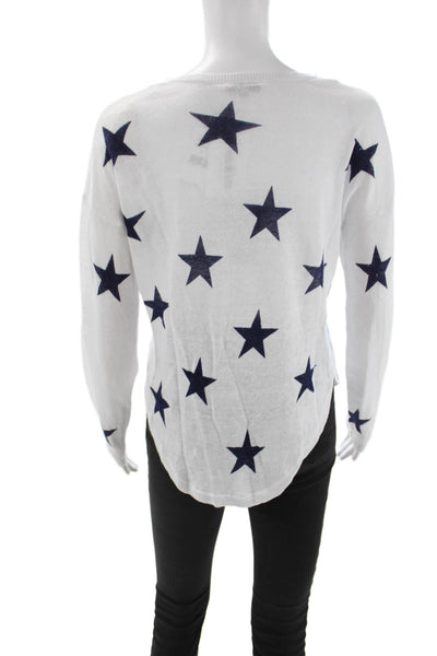Rails Unisex Pullover Sweater White 100% Linen Round Neck Long Sleeve Size S