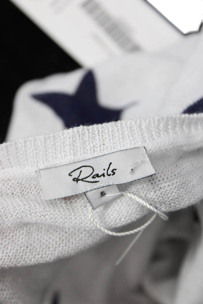 Rails Unisex Pullover Sweater White 100% Linen Round Neck Long Sleeve Size S