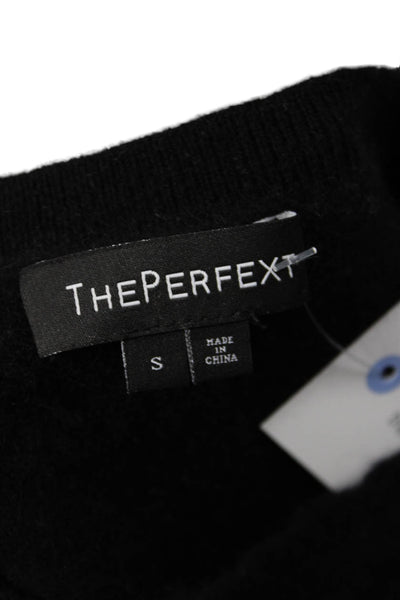 The Perfext Unisex Pullover Sweater Black Long Sleeve Round Neck Size S