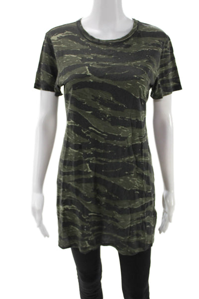 Current/Elliott Women T-Shirt Dress Black Camouflage Cotton Short Sleeve Size 1
