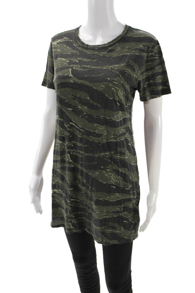 Current/Elliott Women T-Shirt Dress Black Camouflage Cotton Short Sleeve Size 1