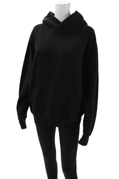 TKEES Unisex Pullover Hoodie Black Recycled Cotton Long Sleeve Size 1