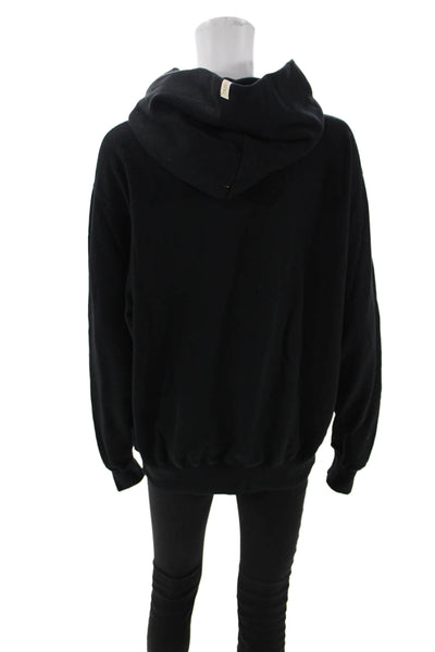 TKEES Unisex Pullover Hoodie Black Recycled Cotton Long Sleeve Size 1