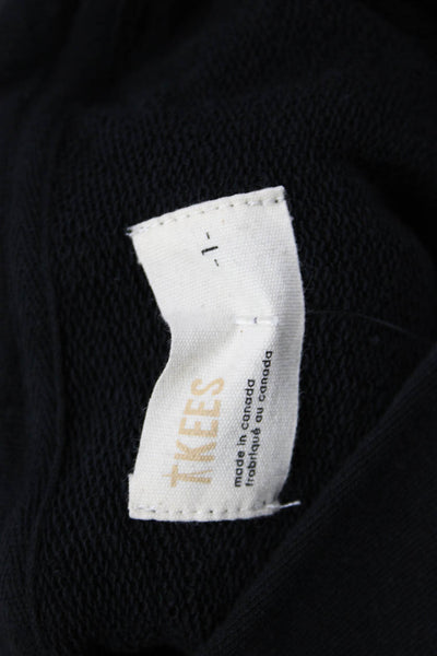 TKEES Unisex Pullover Hoodie Black Recycled Cotton Long Sleeve Size 1