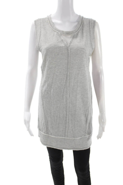 Heartloom Women Sleeveless Tunic Tank Gray Round Neck Poly Cotton Petite Size S