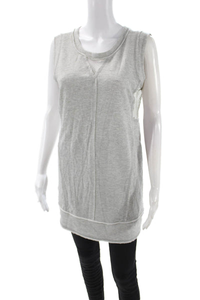 Heartloom Women Sleeveless Tunic Tank Gray Round Neck Poly Cotton Petite Size S