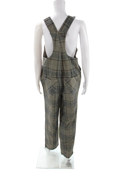 Weworewhat Womens Green Plaid Square Neck Sleeveless Jumpsuit Size M