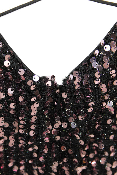 Ieena for MacDuggal Women Maxi Slip Dress Black Square Neck Lace Up Size 6