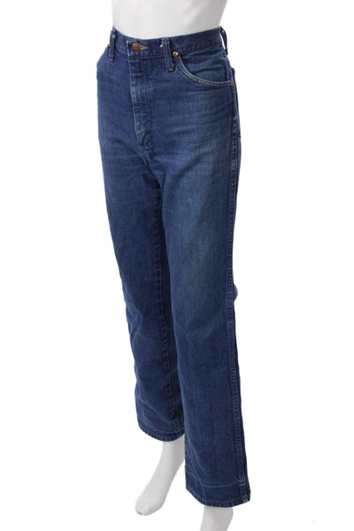 Wrangler Mens Straight Jeans Dark Blue Mid Rise Button Fly Size 32