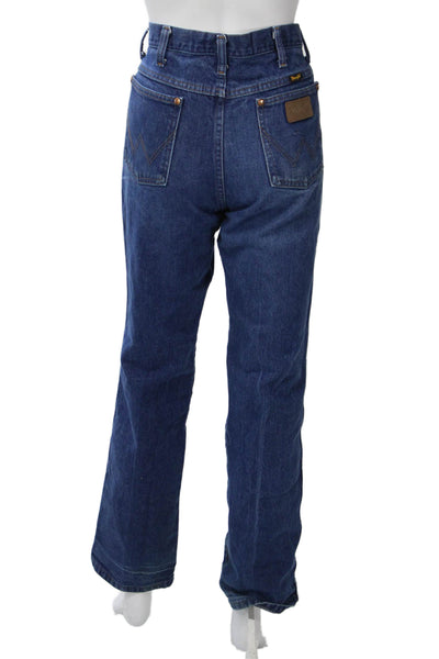 Wrangler Mens Straight Jeans Dark Blue Mid Rise Button Fly Size 32