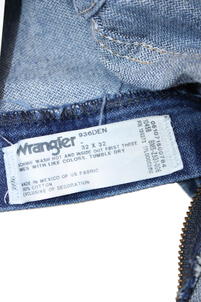 Wrangler Mens Straight Jeans Dark Blue Mid Rise Button Fly Size 32