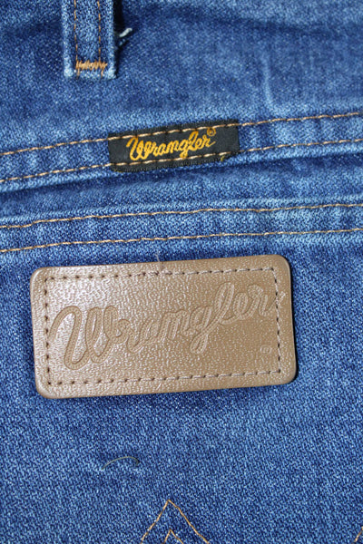 Wrangler Mens Straight Jeans Dark Blue Mid Rise Button Fly Size 32