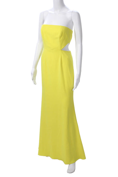 Jay Godfrey Womens Yellow Maxi Dress Sleeveless Hook & Eye Size 4