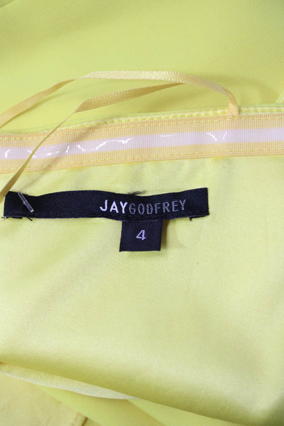 Jay Godfrey Womens Yellow Maxi Dress Sleeveless Hook & Eye Size 4