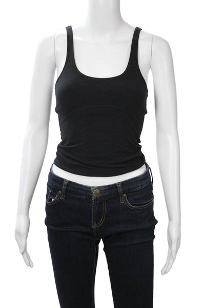 TNA Women Black Polyester Square Neck Camisole Button Sleeveless Size XS