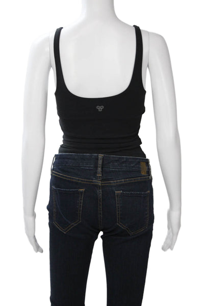 TNA Women Black Polyester Square Neck Camisole Button Sleeveless Size XS
