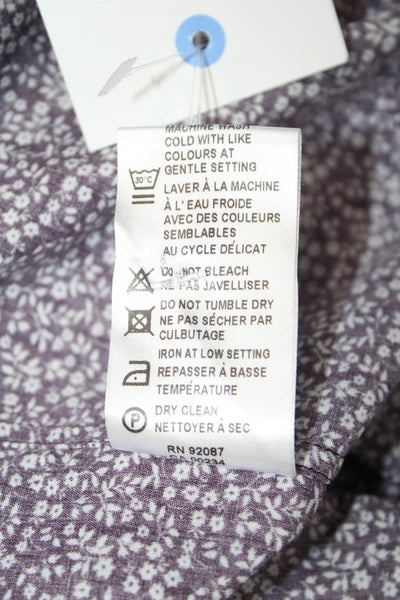 Saks Fifth Avenue Mens Floral Print Button Down Shirt Purple Blue Size Large