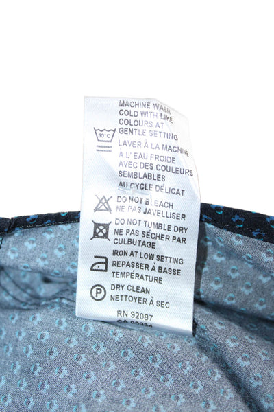 Saks Fifth Avenue Mens Printed Short Sleeves Shirt Black Blue Size Extra Large