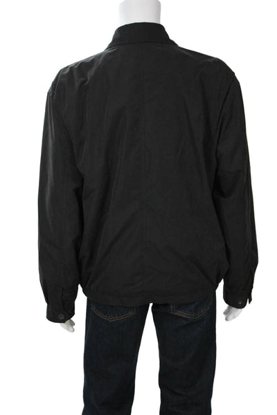 London Fog Mens Black Collared Button Windbreaker Polyester Nylon Size XL