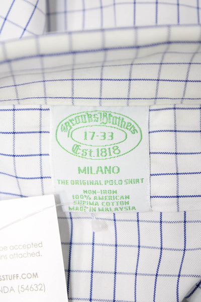 Brooks Brothers Mens Cotton Geometric Print Button Down Shirt White Size 17