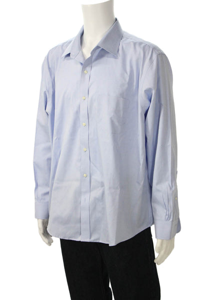 Brooks Brothers Mens Cotton Collared Pocketed Button Down Shirt Blue Size 17
