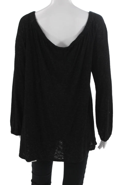 Velvet by Graham & Spencer Women Black Round Neck Long Sleeve Tunic Size L