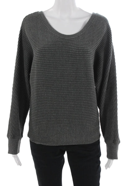 Joah Brown Unisex Pullover Sweater Dark Gray Striped Long Sleeve Size M