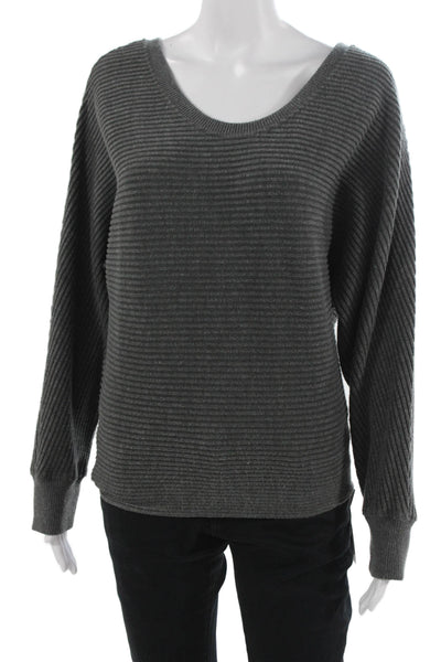 Joah Brown Unisex Pullover Sweater Dark Gray Striped Long Sleeve Size M