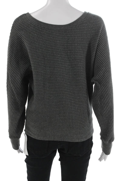 Joah Brown Unisex Pullover Sweater Dark Gray Striped Long Sleeve Size M