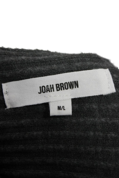 Joah Brown Unisex Pullover Sweater Dark Gray Striped Long Sleeve Size M