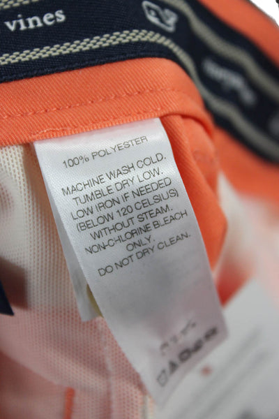 Vineyard Vines Mens Chinos Orange Button Polyester Size 36